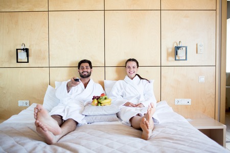 Honeymoon in hotelの写真素材