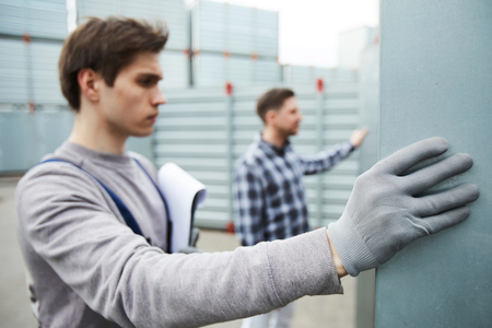 Taking new cargo containerの写真素材