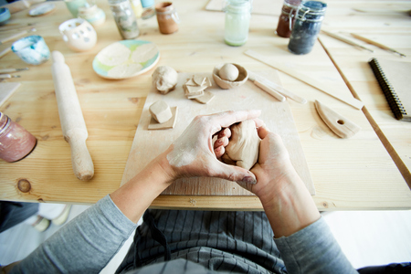 Kneading clayの写真素材