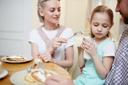Feeding daughterの写真素材
