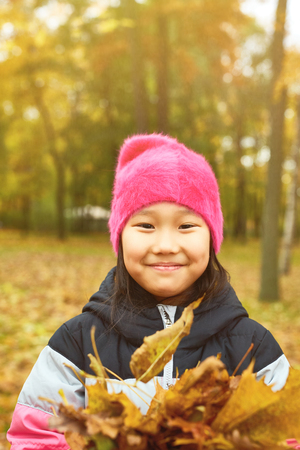 Girl with leaves