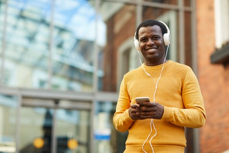 Guy with musicの写真素材