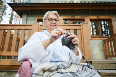 Grandma knittingの写真素材