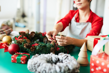Making wreathsの写真素材
