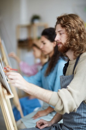 Lesson of painting in studioの写真素材