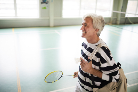 Mature badminton playerの写真素材