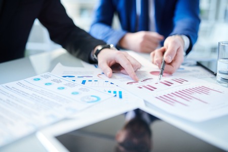 Analyzing paperの写真素材