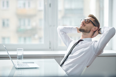 Daydreams in officeの写真素材