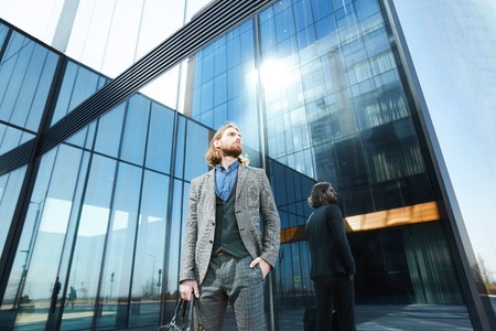 Elegant Mobile businessman after meetingの写真素材