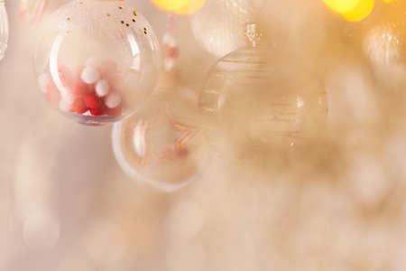 Christmas background consisting of variety of transparent decorative balls