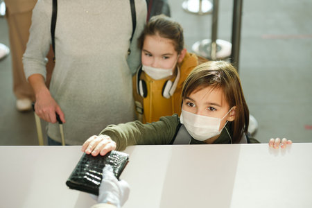 Children at the airportの写真素材