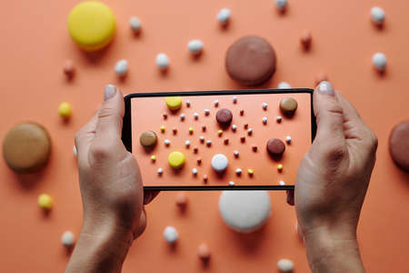 Photo of sweets and eggsの写真素材