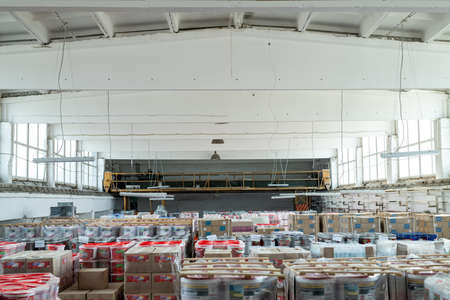 Large warehouse or storage room with heavy packages