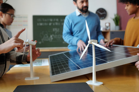 Students Engaging in Renewable Energy Projects Classroom