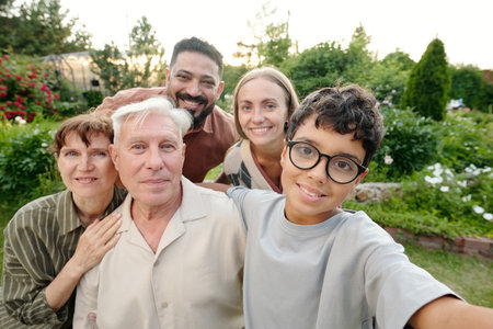 POV of multiethnic group including senior Caucasian man, middle aged Caucasian woman, young adult...