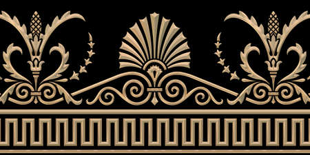 3d illustration of golden floral ornamentの写真素材