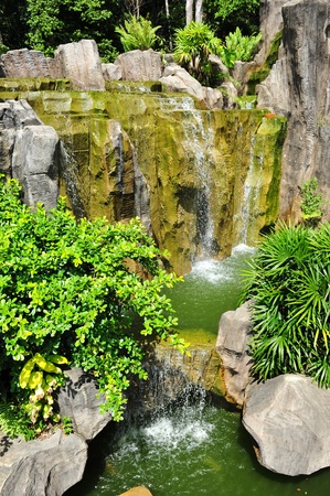 Man-made waterfall in Malacca Botanic Garden, Malaysiaの写真素材