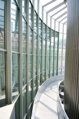 Spiral walkway with glass walls