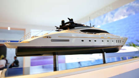 Model of super luxury yacht at Singapore Yacht Show April 28, 2012 in Singaporeのeditorial素材
