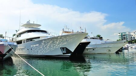 Super luxury yachts on display at Singapore Yacht Show April 28, 2012 in Singaporeのeditorial素材