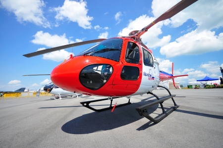 Private helicopter on display at Singapore Airshow 2010 February 03, 2010 in Singaporeのeditorial素材