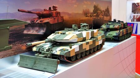 Military tanks on display at Singapore Airshow February 03, 2010 in Singapore