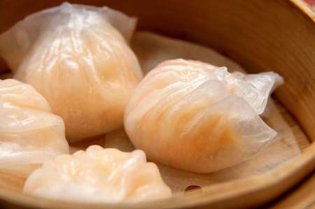 Steamed shrimp dumplings dim sumの写真素材