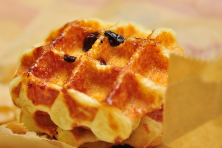 Pieces of waffle with raisins