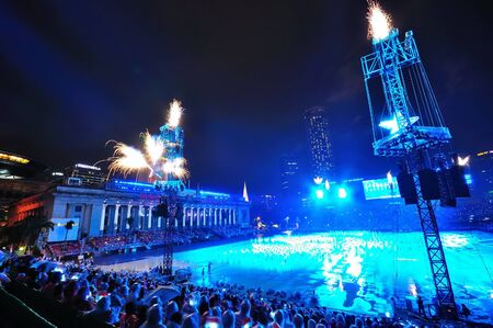 Fireworks display during National Day Parade Combined Rehearsal July 03, 2010 in Singapore