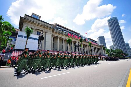 Soldiers marching during Singapore National Day Parade 2010 at the Padang August 09, 2010 in...