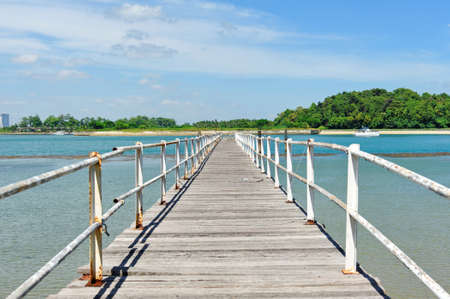 Wooden jetty of St John Island, Singaporeの写真素材