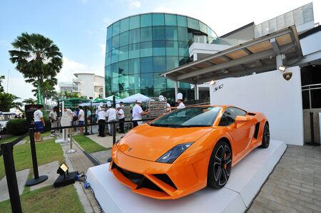 Lamborghini Gallardo on display at the Singapore Yacht Show 2013 at One Degree 15 Marina Club, Sentosa Cove April 20, 2013 in Singaporeのeditorial素材
