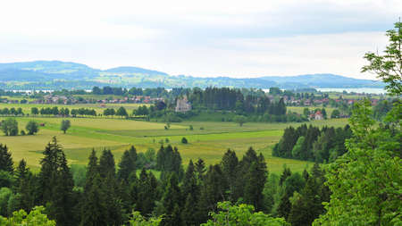 Aerial view of Schwangau municipal in Germany, famous for Neuschwanstein Castleのeditorial素材