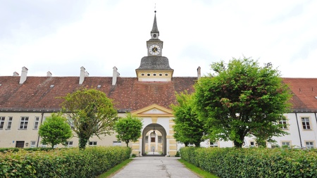 Historic building with clock tower in Munich, Germanyのeditorial素材