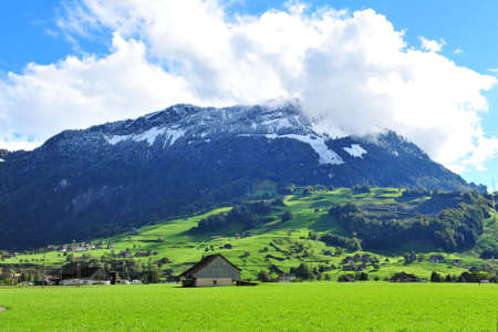 Scenic mountain landscape in Swiss Knife Valley Brunnen in Switzerland