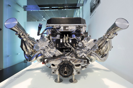 MUNICH - JUNE 8: BMW V10 Formula One engine on display in BMW Museum on June 8, 2013 in Munich
