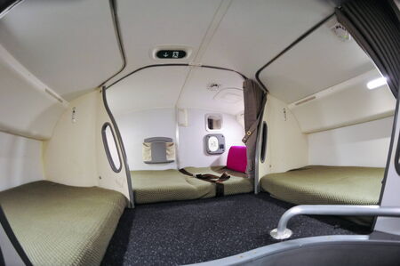 SINGAPORE - FEBRUARY 12  Crew resting bunk in a Boeing 787 Dreamliner at Singapore Airshow February...