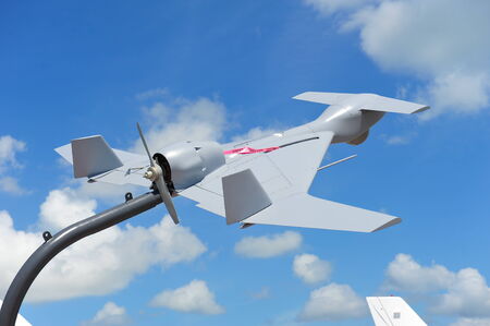 SINGAPORE - FEBRUARY 12  Israel Aerospace Industries  IAI  showcasing its unmanned aerial vehicle ...