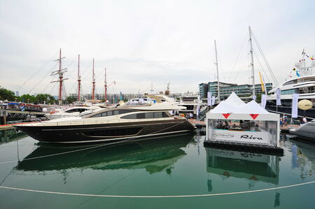 SINGAPORE - APRIL 12: during Singapore Yacht Show at One Degree 15 Marina Club Sentosa Cove April 12, 2014 in Singaporeのeditorial素材