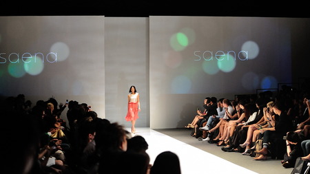 SINGAPORE - MAY 18  Model showcasing designs by Saena from Berlin at Audi Fashion Festival 2012 on May 18, 2012 in Singaporeのeditorial素材