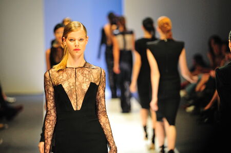 SINGAPORE - MAY 17: Models showcasing designs by Antonio Berardi at Audi Fashion Festival 2011 on May 17, 2011 in Singaporeのeditorial素材