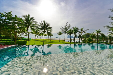 Luxury resort infinity pool facing the Andaman Seaのeditorial素材