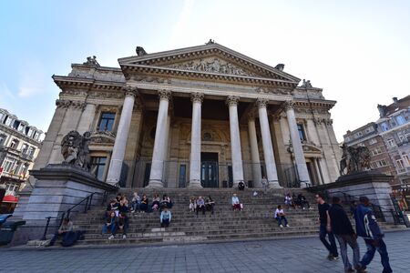 BRUSSELS - SEPTEMBER 15:  Brussels Stock Exchange building located on Boulevard Anspach, taken on...