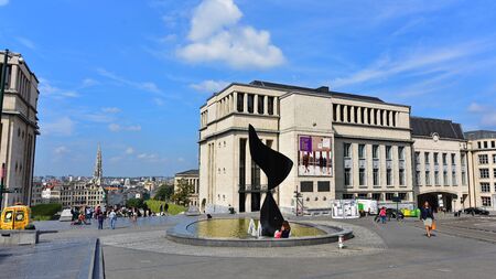 BRUSSELS - SEPTEMBER 15:  La Musique et le Chant building next to the Mont des Arts garden, taken on September 15, 2014 in Brussels, Belgiumのeditorial素材
