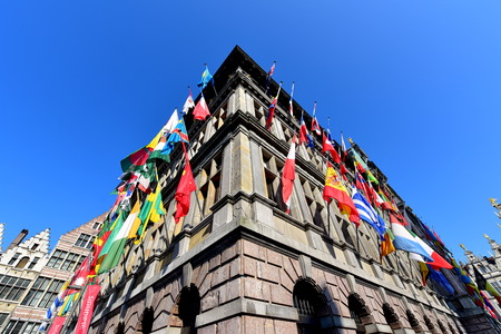 ANTWERP - SEPTEMBER 17: City Hall of Antwerp stands at the Great Market Square, inscribed on UNESCO's World Heritage list, taken on September 17, 2014 in Antwerp, Belgiumのeditorial素材