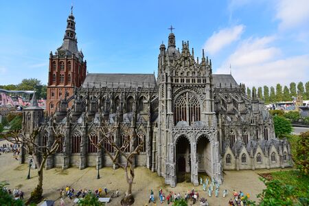 HAGUE - SEPTEMBER 19: Scaled replica of Cathedral Church of Saint John at Madurodam minature park, taken on September 19, 2014 in Hague, Netherlandsのeditorial素材