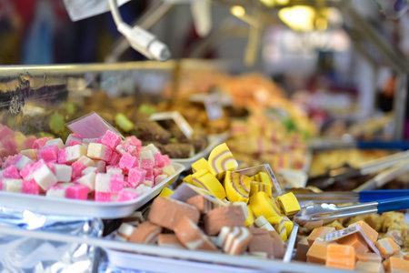Trays of candies and fudgeの写真素材