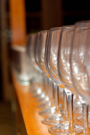 Row of wine glassesの写真素材