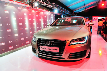 SINGAPORE - MAY 14: Launch of new Audi A7 sportback at Audi Fashion Festival 2011 Swarovski Show on May 14, 2011 in Singapore.のeditorial素材