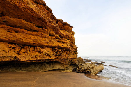 Cliff and rock formations along Great Ocean Drive in Australiaの写真素材